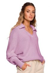 Made of emotion Sweter w kolorze lawendowym rozmiar: L/XL. Różowe swetry klasyczne damskie Made Of Emotion, l, ze splotem, bez kołnierzyka. Za 154.07 zł.