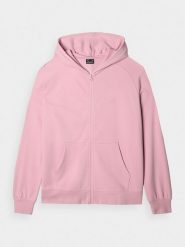 4F Bluza dresowa rozpinana z kapturem damska - różowa XS. Czerwone bluzy z kapturem damskie 4f, xs, z bawełny. Za 159.99 zł.