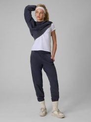4F Spodnie dresowe joggery damskie - granatowe XL. Niebieskie spodnie dresowe damskie 4f, xl, bez wzorów, z bawełny. Za 149.99 zł.