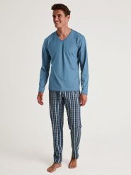 Calida Piżama w kolorze błękitnym rozmiar: XXL. Niebieskie piżamy męskie Calida, xxl, bez wzorów, z bawełny, bez ramiączek. Za 194.95 zł.