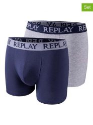 Replay Underwear Bokserki (2 pary) w kolorze szarym i granatowym rozmiar: XXL. Niebieskie bokserki męskie Replay Underwear, bez wzorów. Za 43.99 zł.