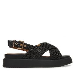 Sandały Tamaris. Czarne sandały damskie Tamaris, bez wzorów, bez obcasa, na płaskiej podeszwie. Za 329.99 zł.