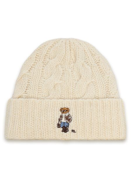 Polo Ralph Lauren Czapka 455P23848001 Kremowy. Białe czapki zimowe damskie Polo Ralph Lauren, z wełny. Za 419.99 zł.