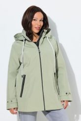 Damskie Kurtka funkcyjna HYPRAR trapezowy krój hydrofobowa kaptur. Zielone kurtki damskie Ulla Popken, plus size, bez wzorów, z materiału, z kapturem. Za 639.99 zł.