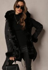 Czarna Kurtka Parka z Futerkiem Teyo. Czarne kurtki damskie Renee, l, bez wzorów, z futra. Za 179.99 zł.