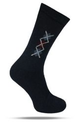 Ciepłe Wełniane Skarpetki Zimowe - Granat, Wzór Geometryczny. Niebieskie skarpetki męskie His Story, bez wzorów, z elastanu. Za 39.99 zł.