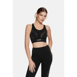 Crop Top sportowy damski Flame Cardiobunny. Czarne topy sportowe damskie Cardio Bunny, bez wzorów, bez ramiączek. Za 39.99 zł.