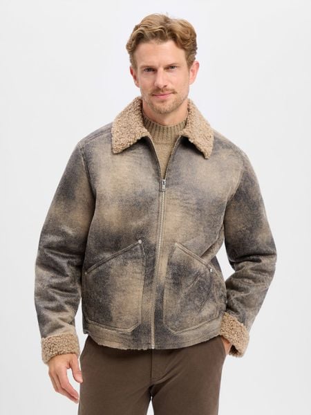 Drykorn kurtka ze sztucznej skóry Mężczyźni szary, XL. Szare kurtki męskie Drykorn, m, bez wzorów, ze skóry, eleganckie, bez kaptura. Za 1,599.95 zł.