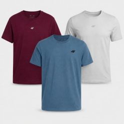 KOMPLET KOSZULEK T-SHIRT MĘSKI 4F ZESTAW 3PAK. T-shirty męskie 4f, m, bez wzorów, z bawełny, bez kołnierzyka. Za 181.98 zł.