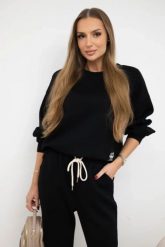 Komplet masełko bluza + spodnie czarny. Czarne bluzy bez kaptura damskie KESI, l, z dresówki. Za 342.93 zł.