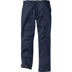Spodnie ocieplane ze stretchem Regular Fit Straight. Niebieskie spodnie materiałowe męskie bonprix, bez wzorów, z podwyższonym stanem. Za 169.99 zł.