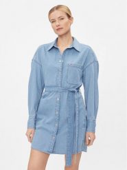 Tommy Jeans Sukienka jeansowa DW0DW17421 Niebieski Regular Fit. Niebieskie sukienki damskie Tommy Jeans, s, bez wzorów, z bawełny, bez kołnierzyka, bez ramiączek. Za 339.99 zł.