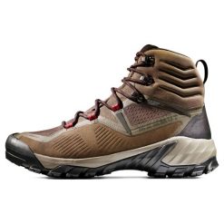 Buty trekkingowe męskie Mammut Sapuen High Gtx. Brązowe buty trekkingowe męskie Mammut, na jesień, z gumy, za kostkę, bez zapięcia. Za 843.00 zł.