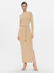 MICHAEL Michael Kors Sukienka dzianinowa MF381UN4VR Beżowy Slim Fit. Brązowe sukienki damskie MICHAEL Michael Kors, xs, bez wzorów, z dzianiny, bez kołnierzyka, bez ramiączek. Za 1,849.00 zł.