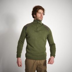Sweter outdoor SOLOGNAC 900 wełna. Zielone swetry męskie SOLOGNAC, l, bez wzorów, z materiału, bez kołnierzyka. Za 349.99 zł.