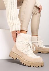 Beżowe Futerkowe Śniegowce na Tłoczonej Podeszwie Ozdobionej Cyrkoniami Rialuna. Brązowe śniegowce damskie Renee, z jeansu. Za 119.99 zł.