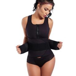 Damska kamizelka neoprenowa fitness wyszczuplająca z paskiem. Brązowe kamizelki damskie SLIMBODY, m, z neoprenu. W wyprzedaży za 129.00 zł.