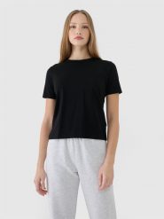 4F T-shirt regular gładki damski - czarny S. Czarne t-shirty damskie 4f, s, bez wzorów, z bawełny, bez kołnierzyka. W wyprzedaży za 29.99 zł.
