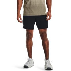 Szorty męskie UNDER ARMOUR UA VANISH WOVEN 6IN SHORTS. Czarne szorty męskie Under Armour, bez kołnierzyka. Za 129.99 zł.