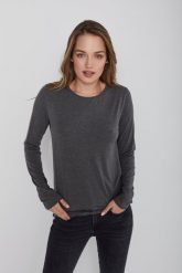 BLUZKA EMMA MODAL CIEMNO SZARA S - Flawless. Szare bluzki sportowe damskie Flawless, s, z dresówki, bez kołnierzyka, bez ramiączek. Za 126.00 zł.