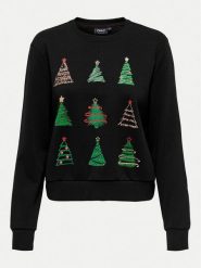 ONLY Bluza Yda Xmas 15270956 Czarny Regular Fit. Czarne bluzy bez kaptura damskie Only, s, z bawełny. Za 89.99 zł.