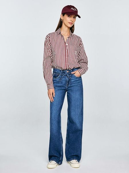 BIG STAR Koszula "Tina" w kolorze bordowym rozmiar: M. Czerwone koszule damskie Big Star, m, bez wzorów, z bawełny, retro, bez kołnierzyka, bez ramiączek. Za 127.05 zł.