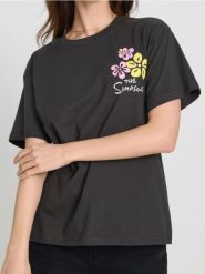 Bawełniana koszulka loose fit The Simpsons - szary. Szare t-shirty damskie Sinsay, l, bez wzorów, z bawełny, bez ramiączek. W wyprzedaży za 24.99 zł.