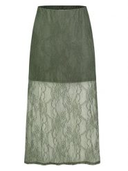 Sublevel Spódnica w kolorze oliwkowym rozmiar: S/M. Brązowe spódniczki damskie Sublevel, m, bez wzorów, z koronki, midi, proste. Za 104.99 zł.