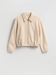 Rozpinana bluza - beżowy. Brązowe bluzy bez kaptura damskie Reserved, l, z bawełny. Za 119.99 zł.