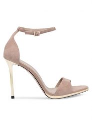 Eva Minge Sandały JEANNETTE-2513-1-1 Beżowy. Brązowe sandały damskie Eva Minge, bez wzorów, ze skóry, bez obcasa, na szpilce. Za 299.99 zł.