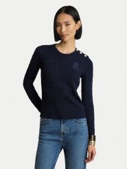 LAUREN RALPH LAUREN Sweter 200P14039002 Granatowy Regular Fit. Niebieskie swetry klasyczne damskie Lauren Ralph Lauren, xs, z bawełny, bez kołnierzyka. Za 859.99 zł.