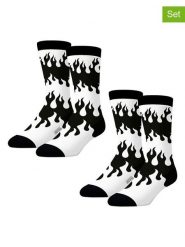 Lucky Socks Skarpety (2 pary) w kolorze czarno-białym rozmiar: 41-46. Białe skarpetki męskie Lucky Socks, bez wzorów, prążkowane. Za 34.99 zł.