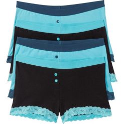 Bokserki damskie (4 pary). Niebieskie bokserki i panty damskie bonprix, bez wzorów, z koronki. Za 72.99 zł.