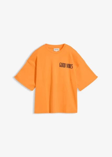 Bluzka oversize z czystej bawełny organicznej. Brązowe bluzki damskie bonprix, bez wzorów, z bawełny, bez kołnierzyka, bez ramiączek. Za 62.99 zł.