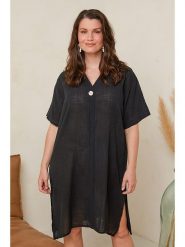 Curvy Lady Sukienka w kolorze czarnym rozmiar: 44/46. Czarne sukienki damskie Curvy Lady, bez wzorów, klasyczne, bez kołnierzyka, bez ramiączek, midi. Za 109.52 zł.