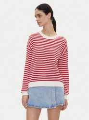 Pepe Jeans Sweter Poppy PL702278 Czerwony Regular Fit. Czerwone swetry klasyczne damskie Pepe Jeans, xs, z bawełny, bez kołnierzyka. Za 179.99 zł.