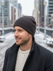 Czapka beanie z domieszką wiskozy - szary. Szare czapki męskie Sinsay, bez wzorów, z wiskozy. Za 25.99 zł.