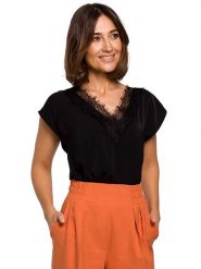 Stylove Bluzka w kolorze czarnym rozmiar: XXL. Czarne bluzki damskie Stylove, xxl, bez wzorów, z koronki, bez kołnierzyka, bez ramiączek. Za 109.26 zł.