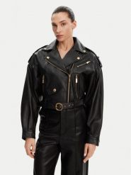 Just Cavalli Kurtka skórzana 78PAVP05 CP009 Czarny Regular Fit. Czarne kurtki damskie Just Cavalli, bez wzorów, ze skóry, bez kaptura. Za 2,199.99 zł.
