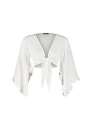 Trendyol Bluzka w kolorze kremowym rozmiar: 36. Brązowe bluzki damskie Trendyol, bez wzorów, bez kołnierzyka, bez ramiączek. Za 73.99 zł.