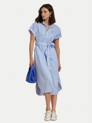 Polo Ralph Lauren Sukienka koszulowa 211959911001 Niebieski Regular Fit. Niebieskie sukienki damskie Polo Ralph Lauren, m, bez wzorów, z bawełny, bez kołnierzyka, bez ramiączek, koszulowe. Za 839.99 zł.