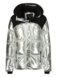 Geographical Norway Kurtka zimowa "Bilkiss" w kolorze srebrnym rozmiar: S. Szare kurtki damskie Geographical Norway, na zimę, s, bez wzorów, z puchu, bez kaptura. Za 269.81 zł.