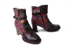 LAURA VITA 0006324 Marbreo 12 wine, botki damskie. Czerwone botki damskie Laura Vita, na zimę, z polaru, bez obcasa, na obcasie, bez zapięcia. Za 504.90 zł.