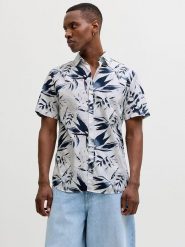 Jack & Jones Koszula "Honolulu" w kolorze biało-granatowym rozmiar: L. Białe koszule męskie Jack & Jones, l, bez wzorów, z bawełny, bez kołnierzyka, bez ramiączek. Za 83.03 zł.