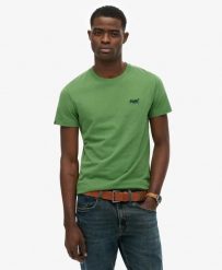 Superdry Koszulka Essential Logo z organicznej bawełny – slim fit – Artichoke. Zielone t-shirty damskie Superdry., uniwersalny, bez wzorów, z bawełny, bez ramiączek. Za 129.40 zł.