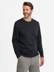 Bluza męska bez kaptura BASIC - czarna V9. Czarne bluzy bez kaptura męskie Ombre Clothing, m, z bawełny. W wyprzedaży za 29.99 zł.