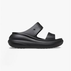 Klapki damskie na platformie Crocs CRUSH. Czarne klapki damskie Crocs, bez wzorów, bez obcasa, na platformie. W wyprzedaży za 199.00 zł.