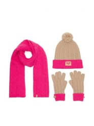 Roxy Zestaw czapka, szalik i rękawiczki RX-KF-001-AW24 Różowy. Czerwone rękawiczki dziecięce Roxy, z dzianiny, bez ramiączek. Za 99.99 zł.