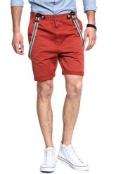 ANERKJENDT SPODENKI HAL SHORTS 8.413.407. Czerwone szorty męskie Anerkjendt, z bawełny, bez kołnierzyka. W wyprzedaży za 69.99 zł.