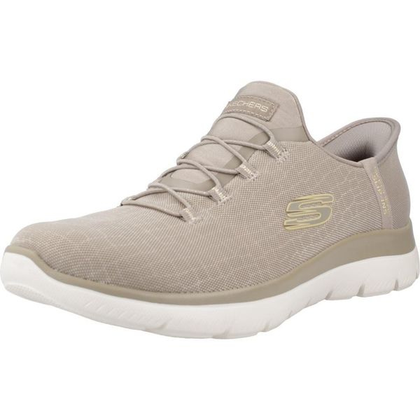 Buty SKECHERS SUMMITS-CLASSY NIGHT SLIP-INS Beżowy. Brązowe trampki i tenisówki damskie Skechers, bez wzorów, z tkaniny. Za 343.60 zł.